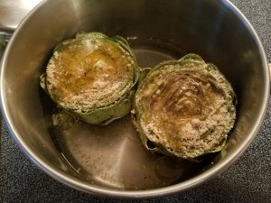artichokes covered with olive oil