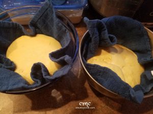 Semolina sourdoug bread rising in cloth. © cmurraycook.com